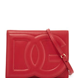 RED CALFSKIN SHOULDER BAG WITH 3D LOGO