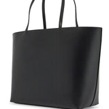 BLACK CALFSKIN SHOPPING BAG WITH EMBOSSED LOGO