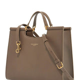 BEIGE CALFSKIN TOTE BAG WITH ADJUSTABLE SHOULDER STRAP