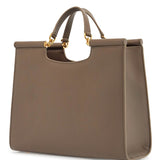 BEIGE CALFSKIN TOTE BAG WITH ADJUSTABLE SHOULDER STRAP