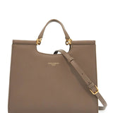 BEIGE CALFSKIN TOTE BAG WITH ADJUSTABLE SHOULDER STRAP