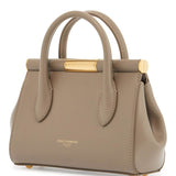 TAUPE LEATHER HANDBAG WITH LOCK