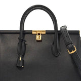 BLACK CALFSKIN TOP HANDLE BAG WITH CLASSIC AND STRUCTURED SHOULDER STRAP