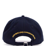 NAVY BLUE COTTON ADJUSTABLE BASEBALL CAP WITH EMBROIDERED PATCH