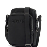 BLACK MINIMALIST CROSSBODY BAG IN POLYAMIDE