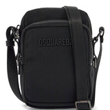 BLACK MINIMALIST CROSSBODY BAG IN POLYAMIDE