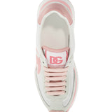 WHITE AND PINK DG LOGO SNEAKERS