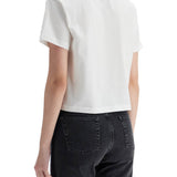 WOMEN'S ORGANIC COTTON WHITE BOXY CROPPED T-SHIRT WITH MICRO EMBROIDERED LOGO GOTS