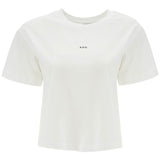 WOMEN'S ORGANIC COTTON WHITE BOXY CROPPED T-SHIRT WITH MICRO EMBROIDERED LOGO GOTS