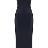 SHINY JERSEY MIDI DRESS IN