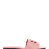 FLAT SLIPPER IN PINK CALFSKIN WITH EMBOSSED DG LOGO