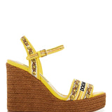 MAIOLICA EMBROIDERED WEDGE SANDALS