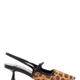 LEOPARD PRINT LEATHER PUMPS WITH 45MM HEEL AND POINTED TOE