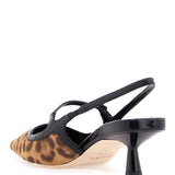 LEOPARD PRINT LEATHER PUMPS WITH 45MM HEEL AND POINTED TOE