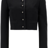 BLACK WOOL BLAZER WITH LOGO BUTTONS