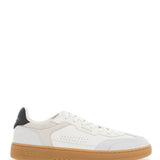 WHITE LEATHER AND SUEDE SNEAKERS DICE T-TOE WITH RECYCLED MATERIALS