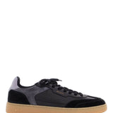 BLACK LOW SNEAKERS IN ECO-FRIENDLY LEATHER AND SUEDE WITH BEIGE SOLE