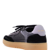 BLACK LOW SNEAKERS IN ECO-FRIENDLY LEATHER AND SUEDE WITH BEIGE SOLE