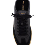 BLACK LOW SNEAKERS IN ECO-FRIENDLY LEATHER AND SUEDE WITH BEIGE SOLE