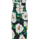 BLACK FLORAL MIDI SYNTHETIC DRESS