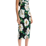 BLACK FLORAL MIDI SYNTHETIC DRESS