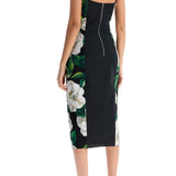 BLACK FLORAL MIDI SYNTHETIC DRESS