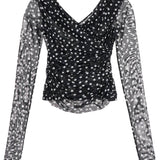 POLKA DOT DRAPED TOP WITH