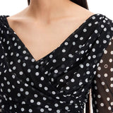 POLKA DOT DRAPED TOP WITH