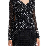 POLKA DOT DRAPED TOP WITH