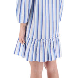 STRIPED DRESS WITH RUFFLES.