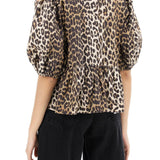 LEOPARD PRINT PEPLUM BLOUSE