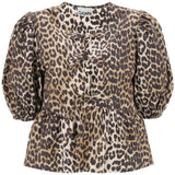 LEOPARD PRINT PEPLUM BLOUSE