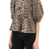 LEOPARD PRINT PEPLUM BLOUSE