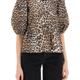 LEOPARD PRINT PEPLUM BLOUSE