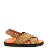 LEATHER AND RAFFIA FUSSBETT SANDALS