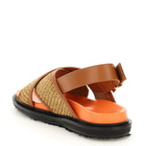 LEATHER AND RAFFIA FUSSBETT SANDALS