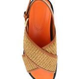 LEATHER AND RAFFIA FUSSBETT SANDALS