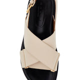 FUSSBETT SANDALS IN SILK WHITE LEATHER WITH LOW HEEL