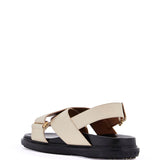 FUSSBETT SANDALS IN SILK WHITE LEATHER WITH LOW HEEL