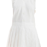 WHITE PLEATED COTTON DRESS FOR WOMEN