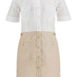 KHAKI TYPEWRITER CLOTH DRESS WITH STRIPED LOGO