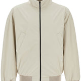 BEIGE NYLON AND POLYESTER JACKET WITH HIGH COLLAR AND ZIP