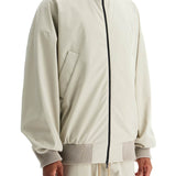 BEIGE NYLON AND POLYESTER JACKET WITH HIGH COLLAR AND ZIP