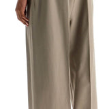 BEIGE WIDE LEG PANTS IN VIRGIN WOOL AND VISCOSE