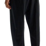 WIDE LEG BLACK COTTON AND WOOL PANTS