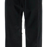 WIDE LEG BLACK COTTON AND WOOL PANTS