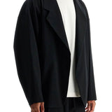 BLAZER IN MISTO COTONE E LANA NERO OVERSIZE CON ZIP