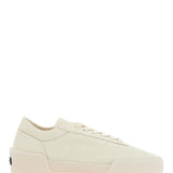 BEIGE LEATHER LOW MINIMALIST AEROBIC SNEAKERS