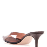 BROWN GLOSSY TPU SANDALS WITH STILETTO HEEL