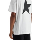 WHITE COTTON MEN'S T-SHIRT WITH LARGE BLACK STAR